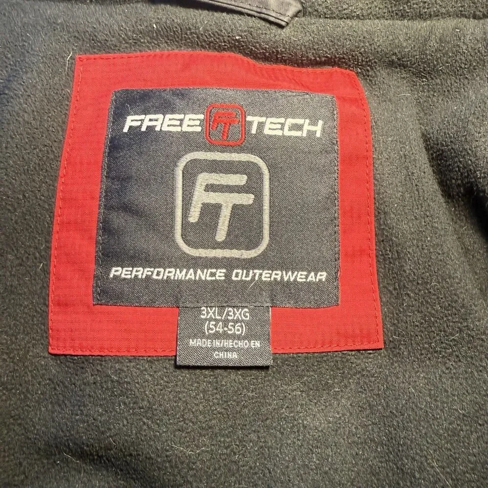 FREE TECH SOLID BLACK ZIP UP LINED JACKET 3XL (54-56) 3XXX